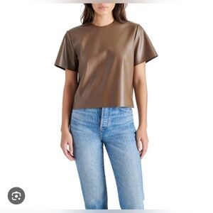 Steve Madden: Boxy Brown Pleather Top Size Small (NWT & Boutique)